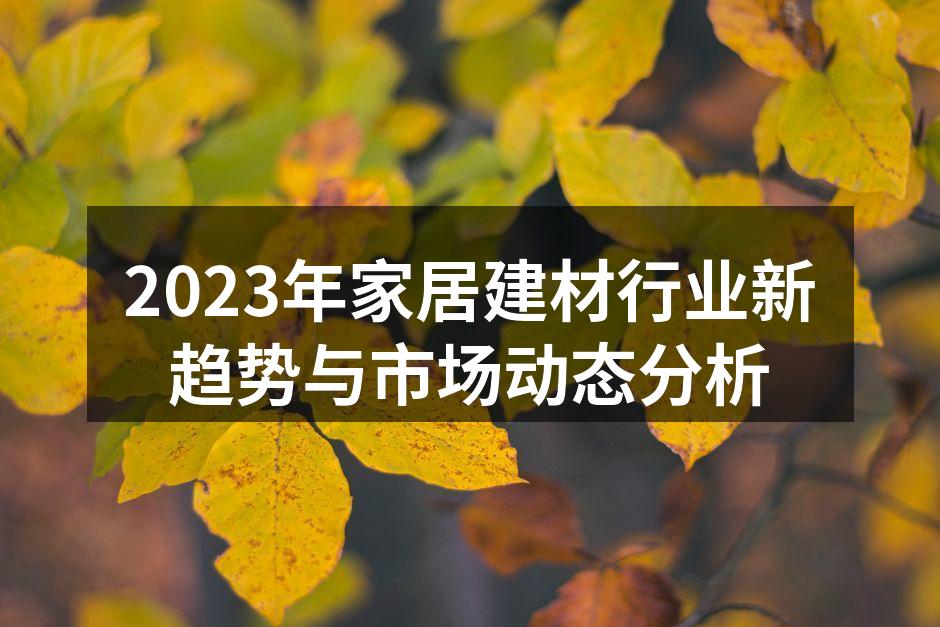 2023年家居建材行业新趋势与市场动态分析